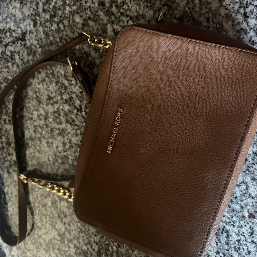 Michael Kors Tan Crossbody with Gold Chain